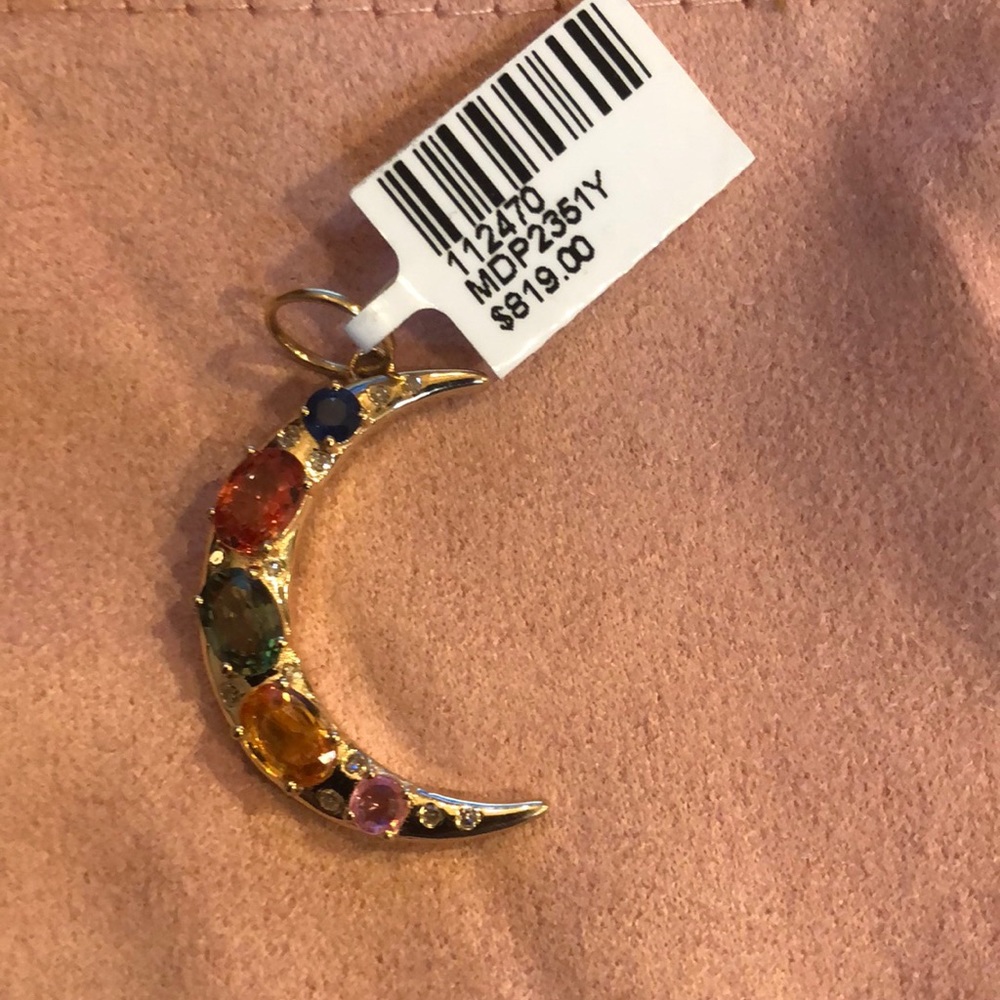 14k yellow gold Moon with Sapphires
